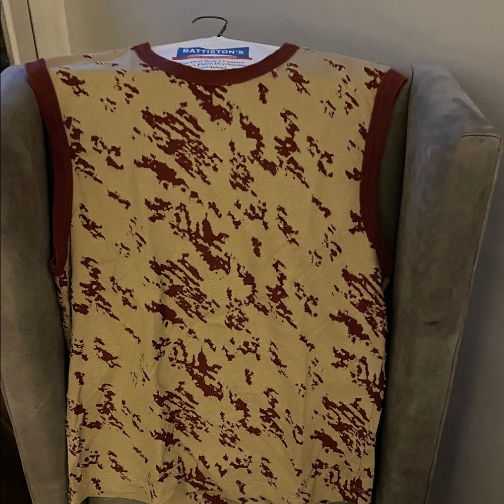 Kenneth Cole Red and Cream Patterned Sleeveless Top